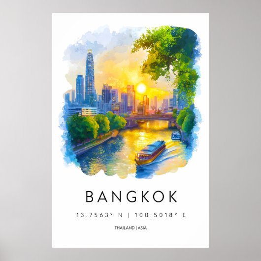 Bangkok aquarelposter Aquarel 2 Poster (Voorkant)