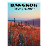 Bangkok: Arte de linea con coordenadas Perfect Poster (Voorkant)