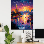 Bangkok City Skyline Poster – Exotische Thaise kun (Thuiskantoor)