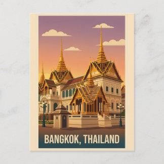 Bangkok Grand Palace Nacht Oude Reisposter Briefkaart