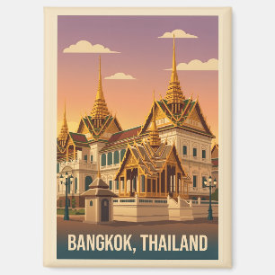 Bangkok Grand Palace Nacht Oude Reisposter Magneet