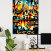 Bangkok kubistische reflecties - moderne geometris poster (Thuiskantoor)