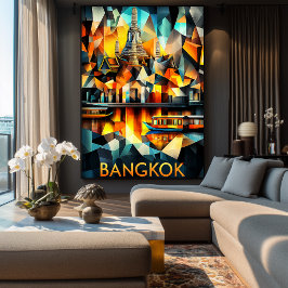 Bangkok kubistische reflecties - moderne geometris poster