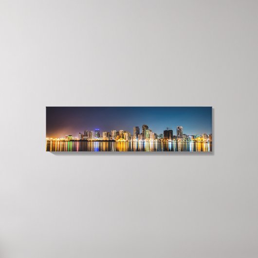 Bangkok Panoramic Skyline Uitzicht at Night Canvas (Voorkant)