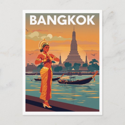 Bangkok Reisposter Briefkaart (Voorkant)