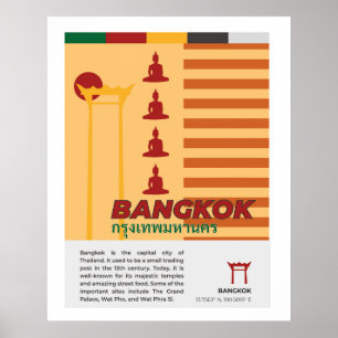 Bangkok Retro Style Thailand kunst aan de muur Poster