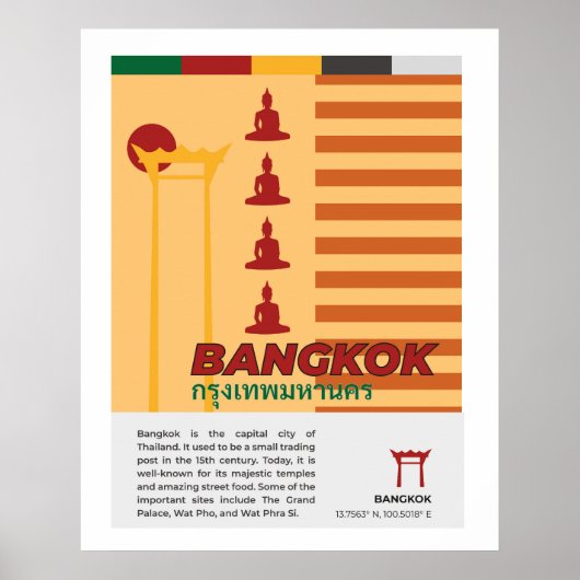 Bangkok Retro Style Thailand kunst aan de muur Poster (Voorkant)