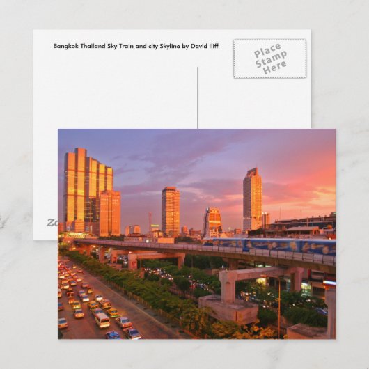 Bangkok Sky Train Sunset Briefkaart (Voorkant / Achterkant)