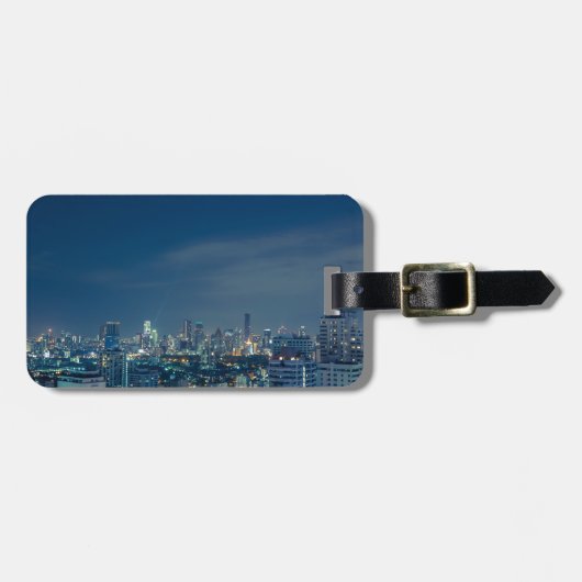 Bangkok skyline bij nachtpanorama bagagelabel (Voorkant horizontaal)