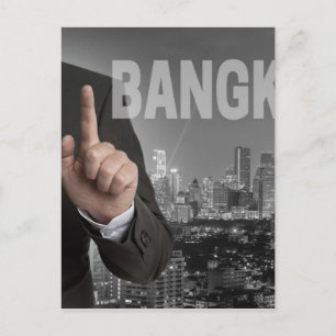 Bangkok skyline bij nachtpanorama briefkaart