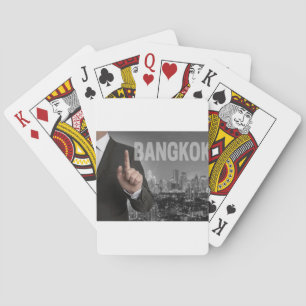 Bangkok skyline bij nachtpanorama pokerkaarten