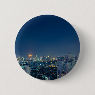 Bangkok skyline bij nachtpanorama ronde button 5,7 cm