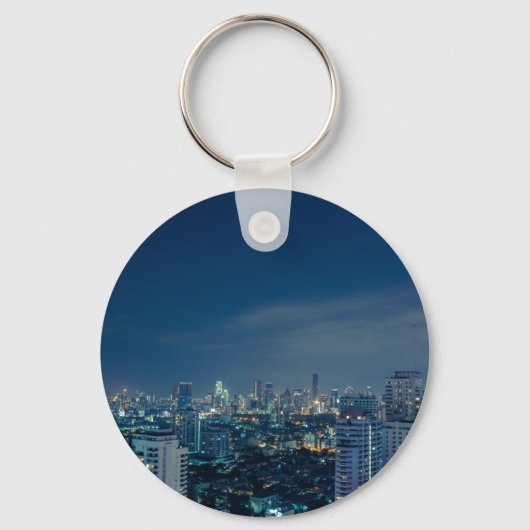 Bangkok skyline bij nachtpanorama sleutelhanger (Voorkant)