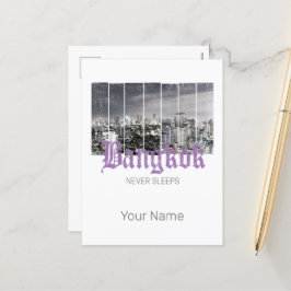 Bangkok Skyline  BKK Retro Thailand Design Feestdagenkaart