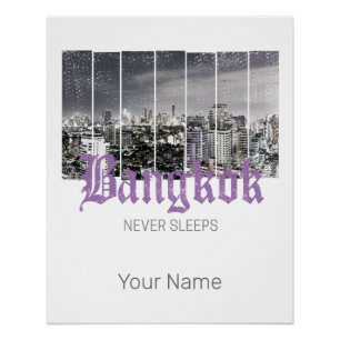 Bangkok Skyline BKK Retro Thailand Design Perfect Poster