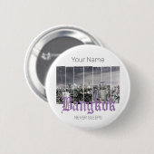 Bangkok Skyline  BKK Retro Thailand Design Ronde Button 5,7 Cm (Voorkant /achterkant)