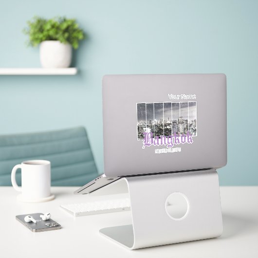 Bangkok Skyline BKK Retro Thailand Design Sticker (Laptop op bureau)
