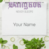 Bangkok Skyline BKK Retro Thailand Design Theedoek (Gevouwen)