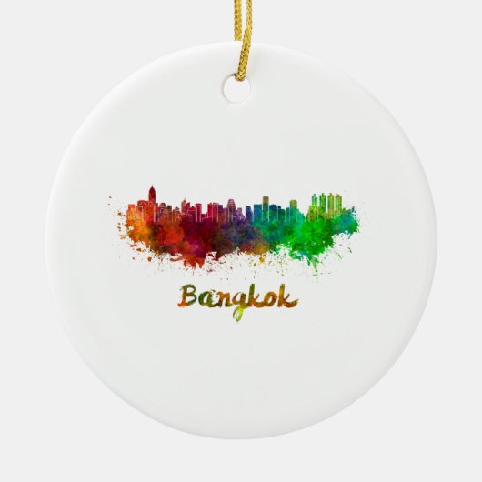 Bangkok skyline in waterverf keramisch ornament (Voorkant)