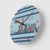 Bangkok Skyline Neon Oranje Blue Red Wall klok (Hoek)