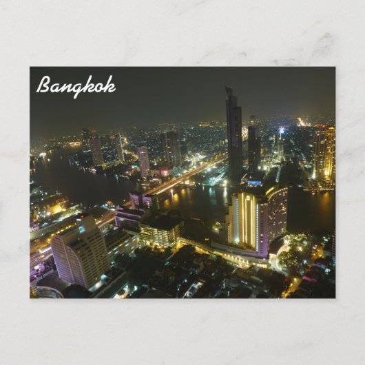 Bangkok skyline 's nachts briefkaart (Voorkant)
