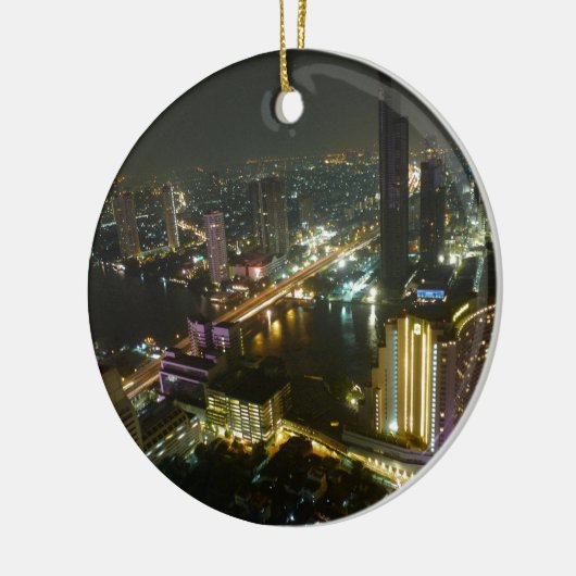 Bangkok skyline 's nachts keramisch ornament (Links)
