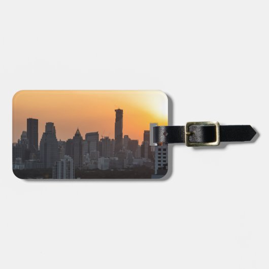 Bangkok skyline sunset panorama background bagagelabel (Voorkant horizontaal)