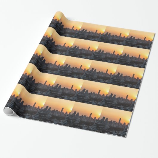 Bangkok skyline sunset panorama background cadeaupapier (Uitgerold)
