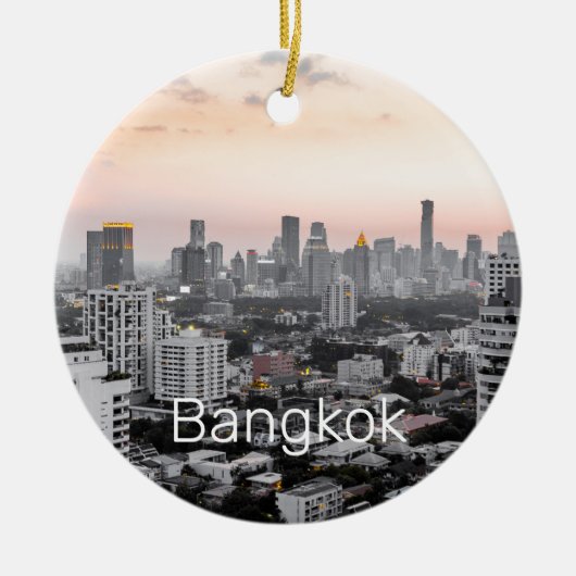 Bangkok Skyline Sunset Panorama BKK Thailand Keramisch Ornament (Voorkant)