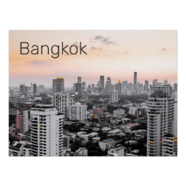 Bangkok Skyline Sunset Panorama BKK Thailand Perfect Poster