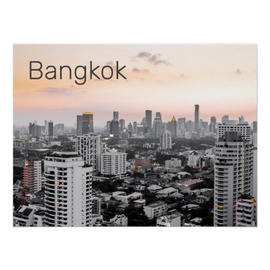 Bangkok Skyline Sunset Panorama BKK Thailand Perfect Poster (Voorkant)