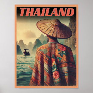 Bangkok stad Thailand oud Thais man reisgeschenken Poster