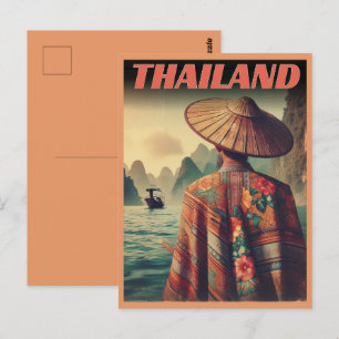 Bangkok stad Thailand oude Thaise man reizen gesch Briefkaart