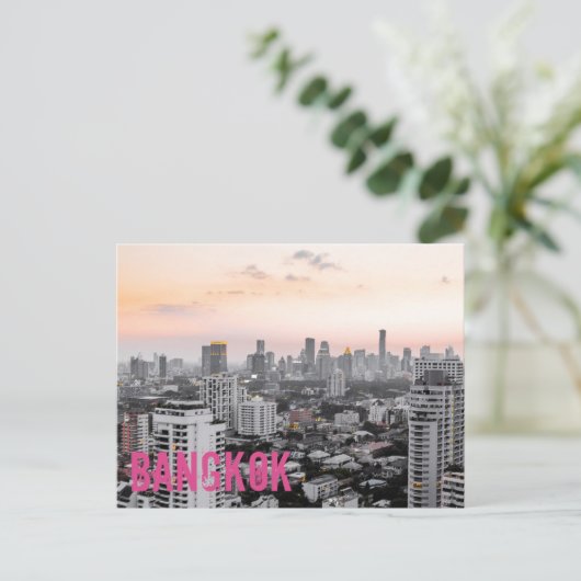 Bangkok sukhumvit skyline sunset fine art gift feestdagenkaart (Staand voorkant)