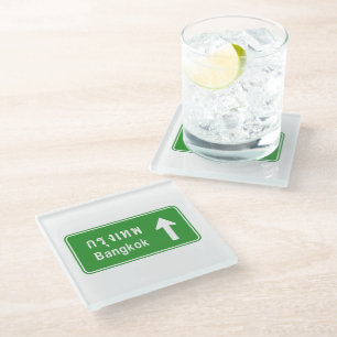 Bangkok ⚠ Thai verkeersbord ⚠ Glazen Onderzetter