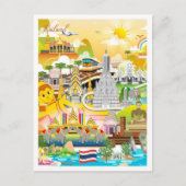 Bangkok Thailand Art Travel Illustratie Briefkaart (Voorkant)