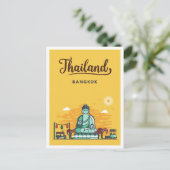 Bangkok Thailand Art Vintage Travel Illustratie Briefkaart (Staand voorkant)