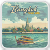 Bangkok Thailand Azië Vintage Travel Temple Sticker (Voorkant)