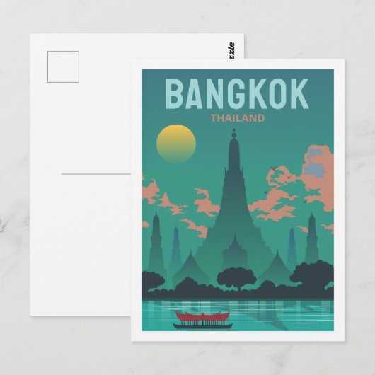 Bangkok Thailand Beroemde Reisplaats Illustratie Briefkaart (Voorkant / Achterkant)