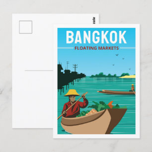 Bangkok Thailand Beroemde Reisplaats Illustratie Briefkaart