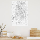 Bangkok, Thailand (black on white) Poster (Keuken)