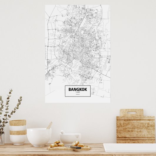 Bangkok, Thailand (black on white) Poster (Keuken)