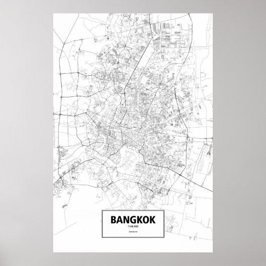 Bangkok, Thailand (black on white) Poster (Voorkant)