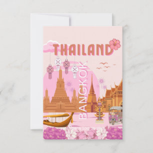 Bangkok Thailand Boho Retro Reisposter Bedankkaart