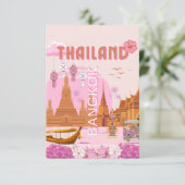 Bangkok Thailand Boho Retro Reisposter Bedankkaart (Staand voorkant)