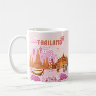 Bangkok Thailand Boho Retro Reisposter Koffiemok