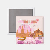 Bangkok Thailand Boho Retro Reisposter Magneet (Voorkant / Achterkant)
