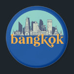 Bangkok Thailand  City Skyline Cityscape Magneet<br><div class="desc">en retro-stadsplan met prachtige skyline, toeristische attractie en cityscape art. Koelwolkenkrabber en bouwartikelen voor silhouette-illustratie voor toeristen en reizigers. Perfect als souvenir om terug naar huis te brengen wanneer je over de hele wereld reist. Bespaar de herinnering aan uw reis en vakantie met familie en vrienden. De achtergrondkleur kan aan...</div>