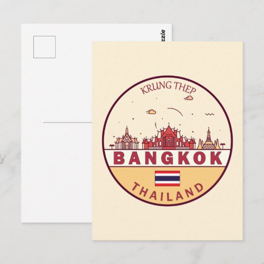 Bangkok Thailand City Skyline Emblem Briefkaart (Voorkant / Achterkant)