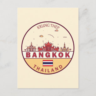 Bangkok Thailand City Skyline Emblem Briefkaart